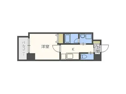 ヒルズ夕陽丘(1K/5階)の間取り写真