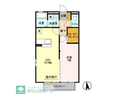 クレール上落合(1LDK/1階)の間取り写真