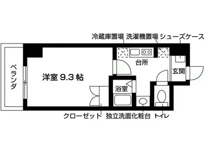 ル・シャンテN(1K/9階)の間取り写真