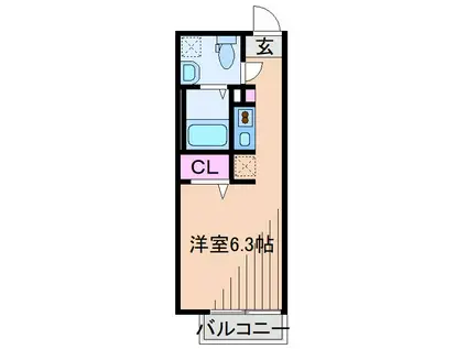 ヒルズ新羽町(ワンルーム/2階)の間取り写真