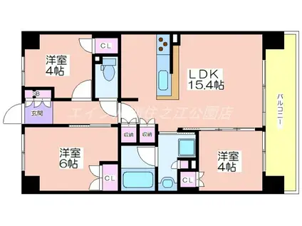 プレ―ジア住之江公園エアパレス(3LDK/5階)の間取り写真