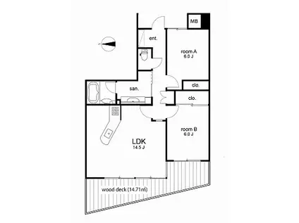 ネスル・インタースタジアム(2LDK/5階)の間取り写真