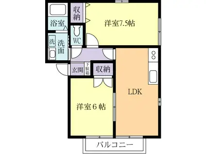 サンライフ塚本H(2LDK/1階)の間取り写真