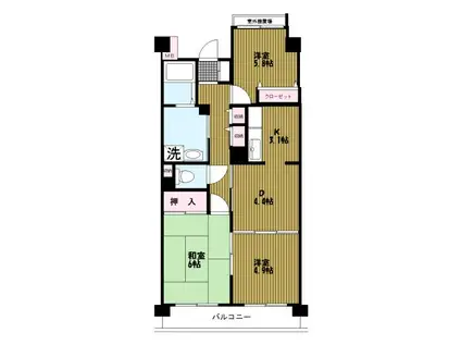 ハイランド磯子(3DK/6階)の間取り写真