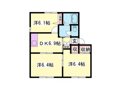 ベルフォーレ(3DK/2階)の間取り写真