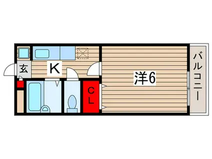 サンベルテ黒砂台(1K/2階)の間取り写真