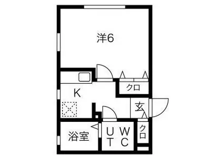 ガーデン弘明寺(1K/1階)の間取り写真