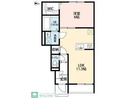 アムール東村山(1LDK/1階)の間取り写真