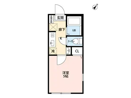 サウス LAGOON大岡1丁目(1K/2階)の間取り写真