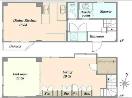エスタ代々木(1LDK/4階)の間取り写真
