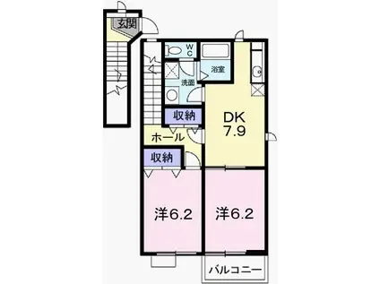 インプレス(2DK/2階)の間取り写真
