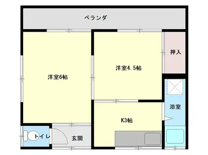 フォーリーフ戸町 B棟(2K/2階)の間取り写真