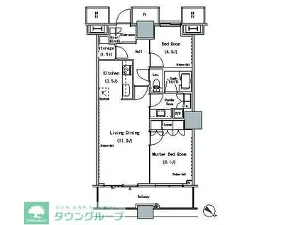 THE TOKYO TOWERS MIDTOWER(1SLDK/26階)の間取り写真