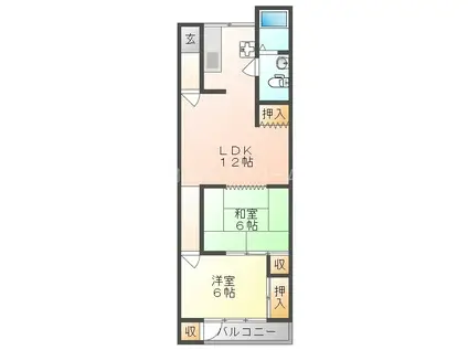 大和田ハイム(2LDK/6階)の間取り写真