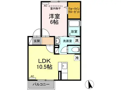 MELODY(1LDK/2階)の間取り写真