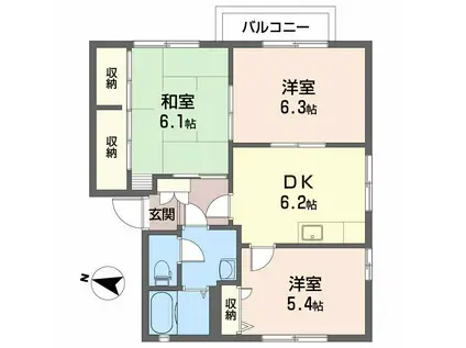 ディアスしまなみB棟(3DK/2階)の間取り写真