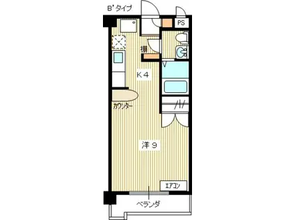 ヒルズスカイポートマンション(1K/3階)の間取り写真