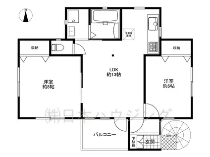 シェトワ(2LDK/2階)の間取り写真