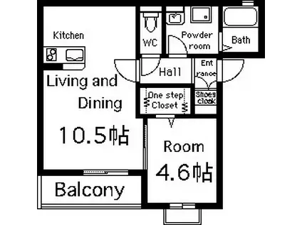 カーサマロード(1LDK/1階)の間取り写真