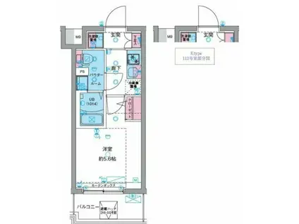 ジェノヴィア天王台(1K/1階)の間取り写真