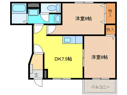 ピアッツア扶桑(2DK/1階)の間取り写真