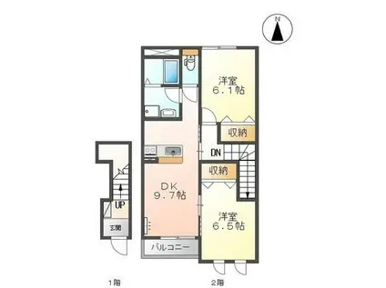 プランドール ソフィア(2LDK/2階)の間取り写真