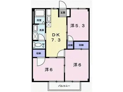 ドミール三喜(3DK/2階)の間取り写真