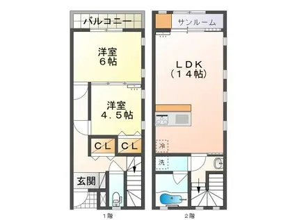 PORTO VISTA II(2LDK/1階)の間取り写真