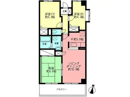 ポーロウニア千代田(3LDK/6階)の間取り写真