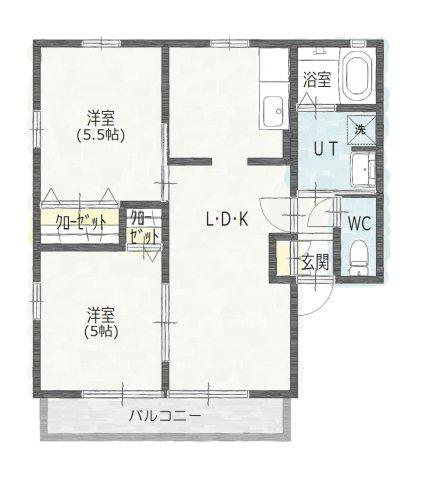 ハイツR&N A(2LDK/2階)の間取り写真