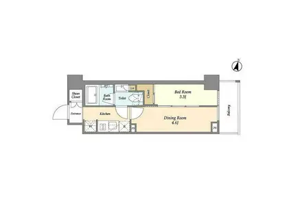 ジオエント山吹神楽坂(1DK/6階)の間取り写真