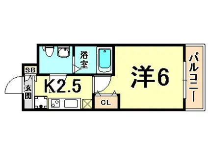 アリビオ立花I(1K/7階)の間取り写真