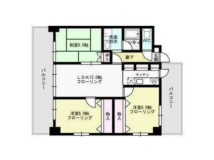 ファミールII(3LDK/4階)の間取り写真