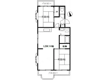 キングレジデンス浜竹(2LDK/3階)の間取り写真