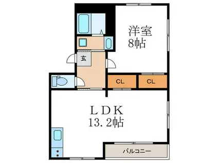 清水マンション(1LDK/1階)の間取り写真