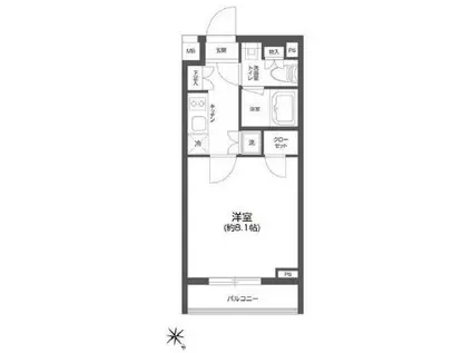 グランパセオ四谷若葉(1K/2階)の間取り写真