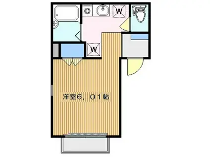 ルッソ洗足(1K/2階)の間取り写真