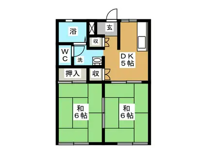 フレグランスHAYAMA B棟(2DK/1階)の間取り写真