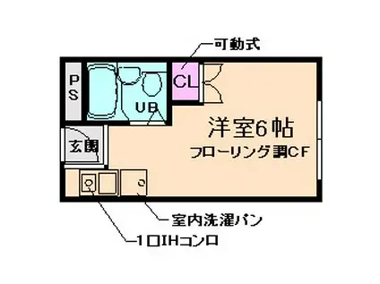 ハイツ蛍池(ワンルーム/1階)の間取り写真