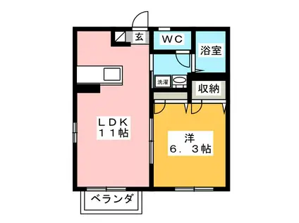 マノワール(1LDK/2階)の間取り写真