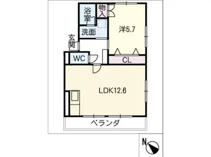 アプリV(1LDK/1階)の間取り写真