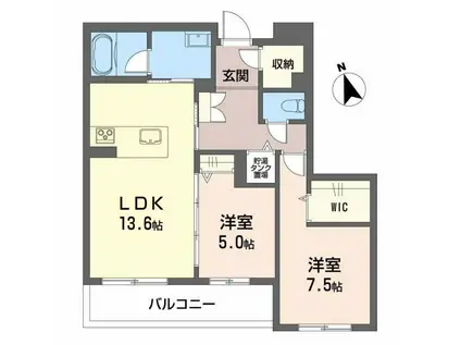 カーサ・レジデンス(2LDK/2階)の間取り写真