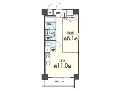 アベニール四天王寺(1LDK/6階)の間取り写真