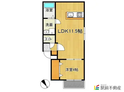TALATTA香椎駅前(1LDK/1階)の間取り写真