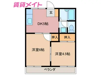 コーポ杉谷3(2DK/2階)の間取り写真