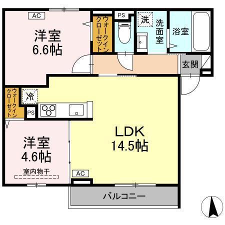 RESUA向中野 A棟(2LDK/2階)の間取り写真