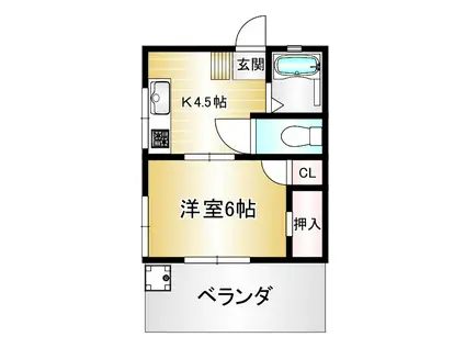 ハイツ松永(1DK/2階)の間取り写真