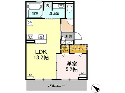 カーサコモド(1LDK/2階)の間取り写真