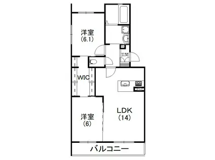 D.P.ガーデンプレイス(2LDK/1階)の間取り写真
