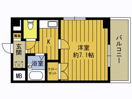 コーポつだII(1K/2階)の間取り写真